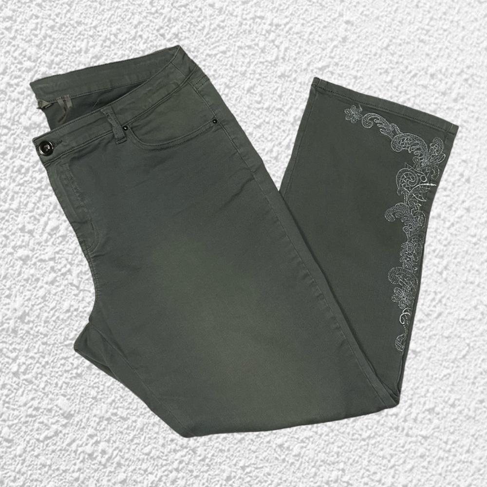 Soft Surroundings Olive Embroidered Jeans